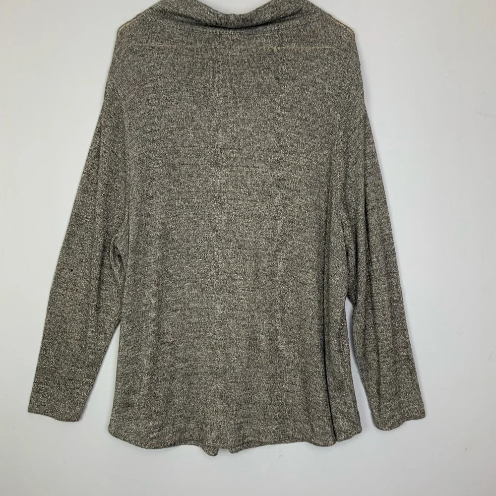 Talbots Plus Sz 3X Gray Tan Gold Metallic Cowl Neck Knit Lightweight‎ Sweater